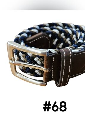 USG Women's Belt - Casual Stretch Belt Navy/Beige/White 70cm